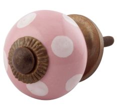 Pink Polka Dotted Small Ceramic Cabinet Knobs